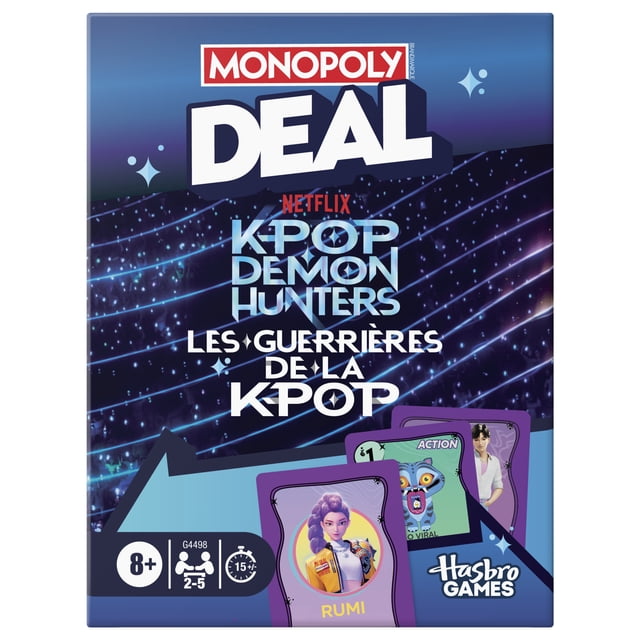 Monopoly Deal: KPop Jeu de cartes Demon Hunters, 15 Mins., Jeux de famille pour enfants et adolescents, 8+