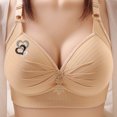 thumbnail image 2 of VEKDONE Woman's Printing Gathered Together Large Size Daily Bra Underwear No Rims Beige XXXXL, 2 of 4