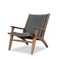 thumbnail image 1 of Margot Mid-Century Modern Tigt Back Genuine Leather Lounge Chair in Black, 1 of 7