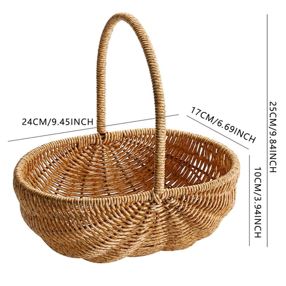 Paniers en Osier HandyHome avec Poignée (Café), Petit Panier à Fruits de 9,5x7x10 Po, Cadre Léger, Panier de Jardin Panier de Récolte Panier à Fleurs Panier Tressé pour Magasinage et Rassemblement, Rotin Imitation