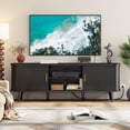 thumbnail image 4 of GIKPAL Fluted TV Stand for 65 Inch TV – Modern Entertainment Center with Power Outlets, Adjustable Shelves & Sliding Doors, Stylish Media Console for Living Room, Black, 4 of 13