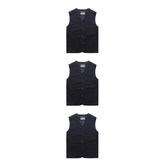 Youkk Classic And Versatile Dad Wear Waistcoat With Multiple Pockets Multi-pockets Dark Blue XXL 3Set