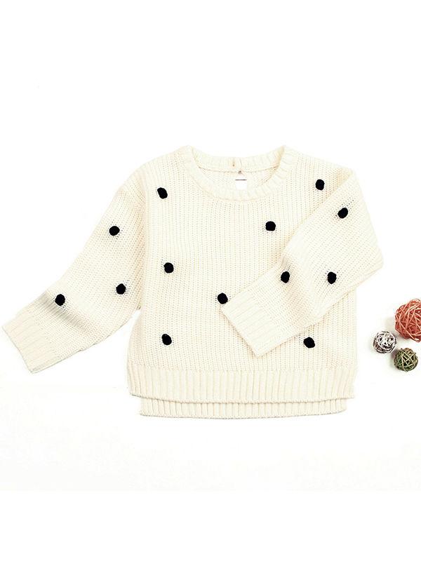 Chandail Tricoté à Pois pour Bébé à Manches Longues