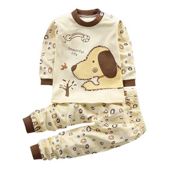 Coffee Baby Matching Button Pants Sets for Children Boy Girl Moon Print Cute Straight Leg Tops T Shirts Lingeries Panties Pants Loungewear Sets Kid 2025 Clothes Trendy Y2K 1 Year