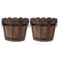 thumbnail image 1 of Minkissy 2 Pcs Pot de Plante en Bois Brun Forme de Baril Design Simple pour Jardinière à Fleurs, 1 of 8