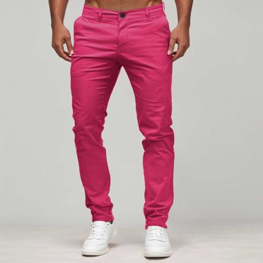 Ediodpoh Slim Waist Full Trousers Men's Casual Solid Mid Pocket Length Fashion Pant Men's Pants Blue M