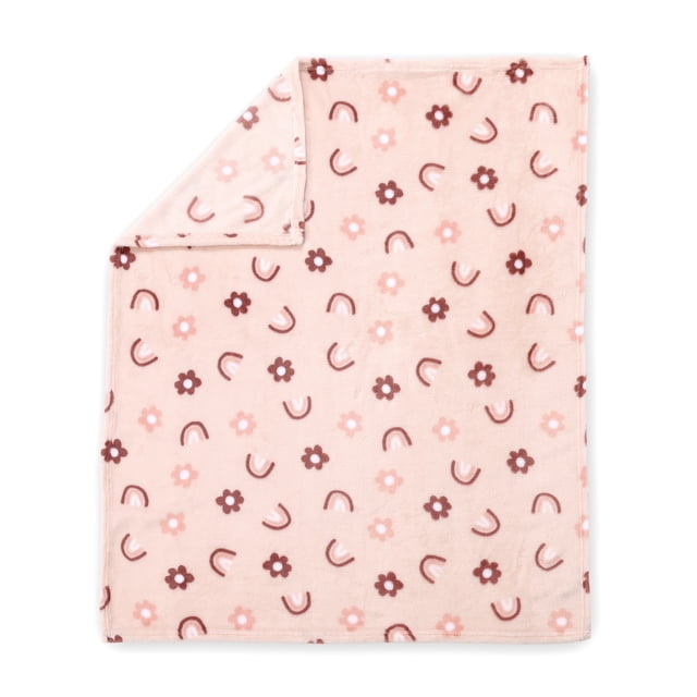 George Baby Pink Rainbow Flannel Baby Blanket 30" x 36"
