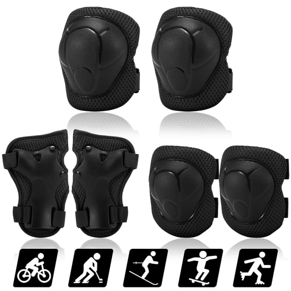 Amdohai Kids Knee Pads Set 6 in 1 Protective Gear Kit Knee Elbow Pads with Wrist Guards Children Safety Protection Pads for Rollerblading Cycling