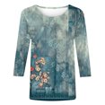 thumbnail image 5 of Chemisiers pour Femmes T-shirt Ample Imprimé de Mode pour Femmes Blouse à Manches 3/4 Col Rond Hauts Décontractés Hauts pour Femmes Été Décontracté en Liquidation, 5 of 5