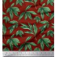 thumbnail image 1 of Soimoi Red polyester Crepe Fabric Leaf Leaves Print Fabric by Yard 52 Inch Wide, 1 of 3