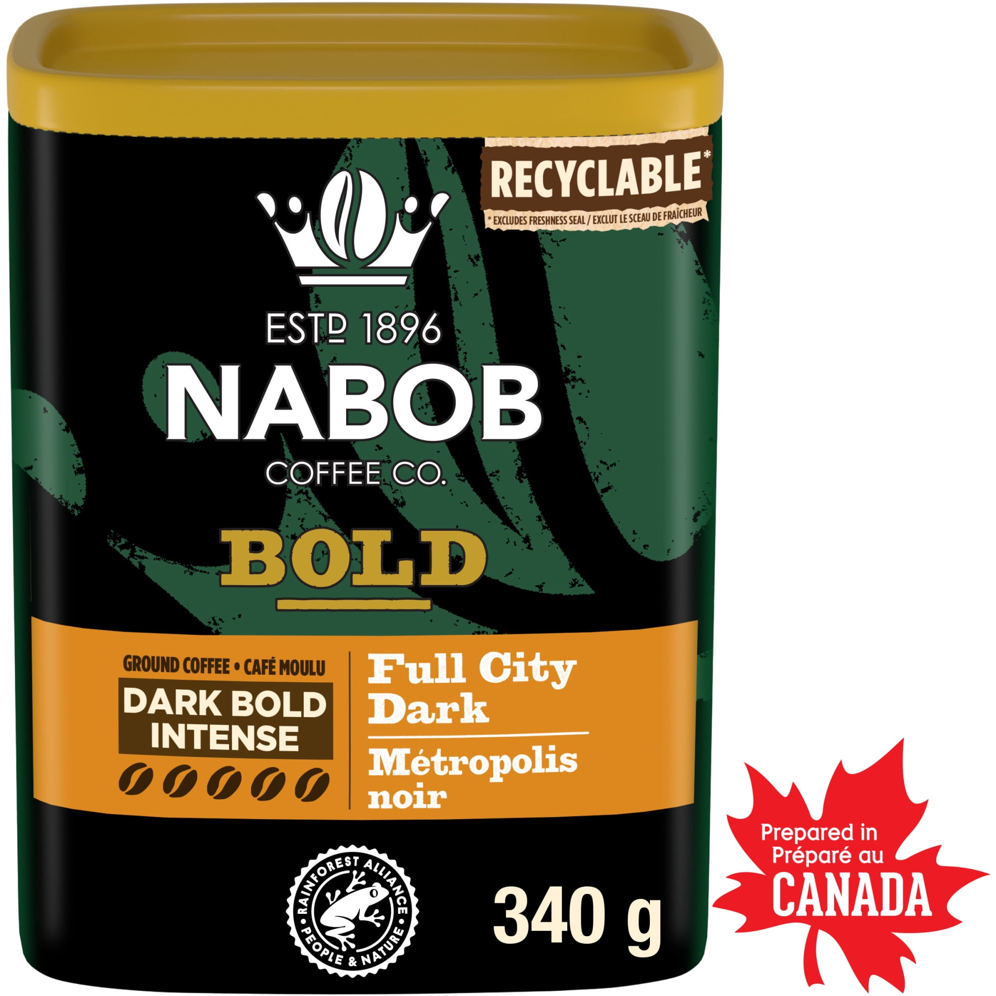 Café moulu Nabob Dark Bold Roast Full City, 340 g en cannette
