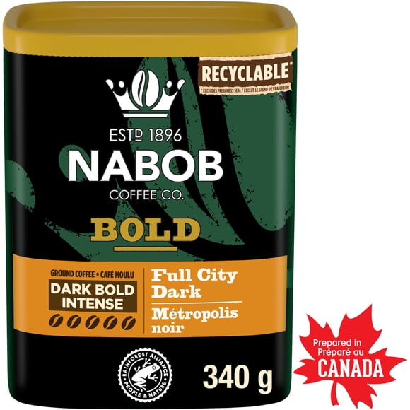 Nabob Dark Bold Roast Full City Dark Ground Coffee, 340g Canister