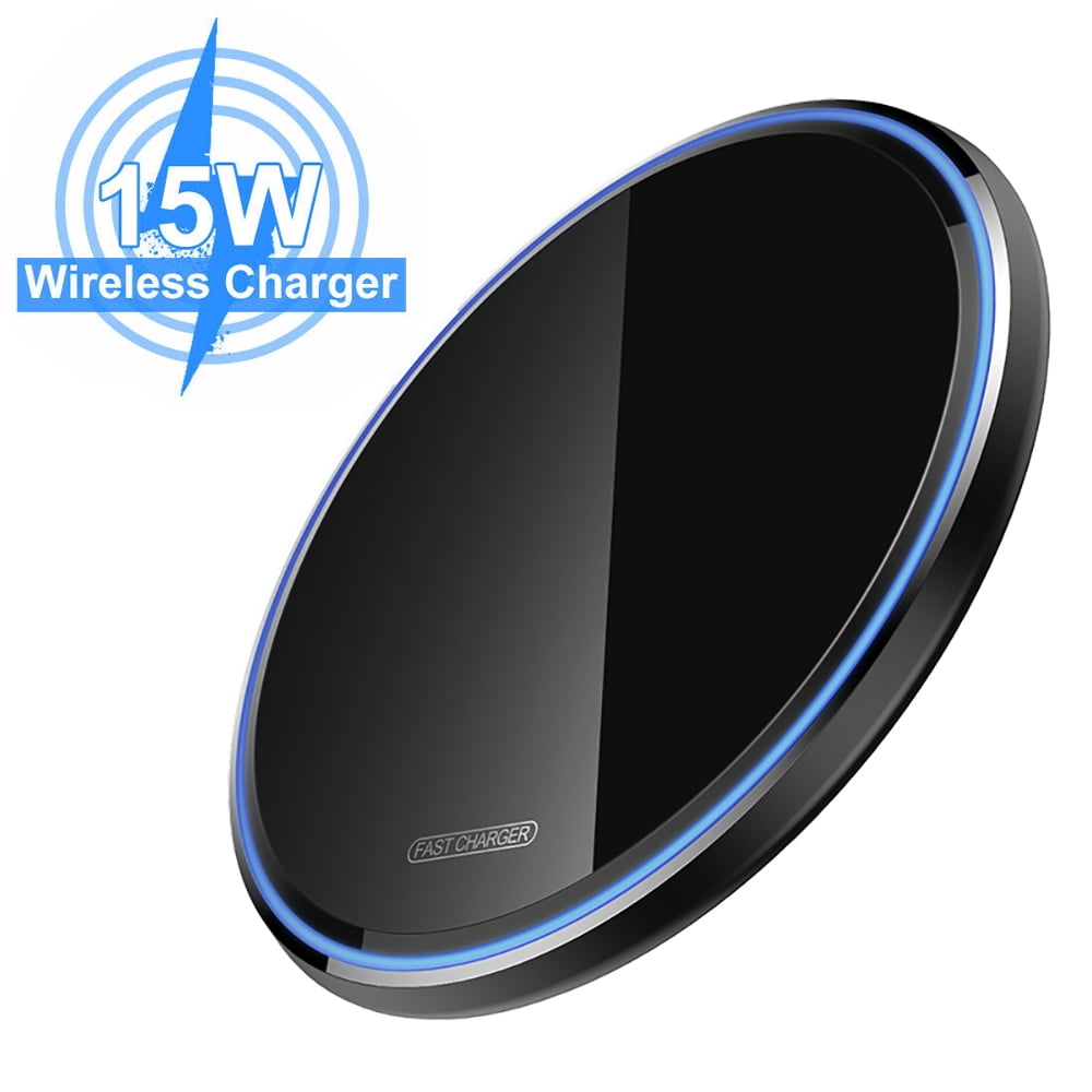 Wireless Charger [2021 Intelligent Chip] Qi-Certified 15W/7.5W Fast Wireless Charging Pad Compatible with All Qi-enabled Android and IOS phones (Black)