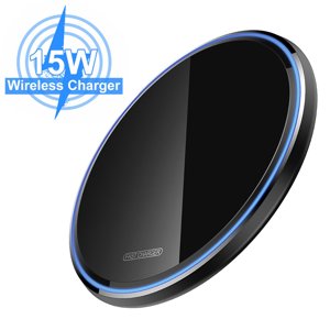 Wireless Charger [2021 Intelligent Chip] Qi-Certified 15W/7.5W Fast Wireless Charging Pad Compatible with All Qi-enabled Android and IOS phones (Black)