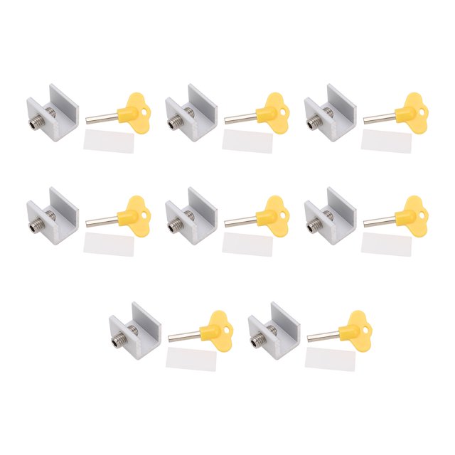 8 Ensembles de Serrures de Fenêtre Réglables en Alliage d'Aluminium Verrou Coulissant Horizontal Vertical Argent