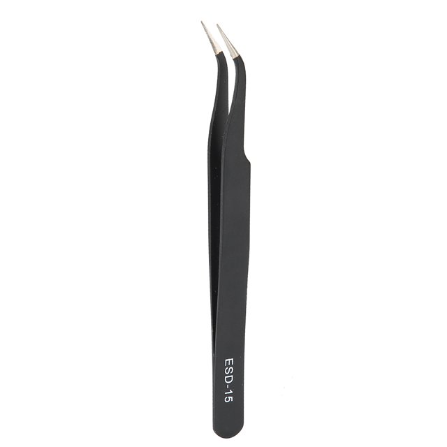 Stainless Steel Tweezers 2PCS ESD-15 Anti-Static Tweezers Stainless Steel Curved Tweezers Maintenance Tools