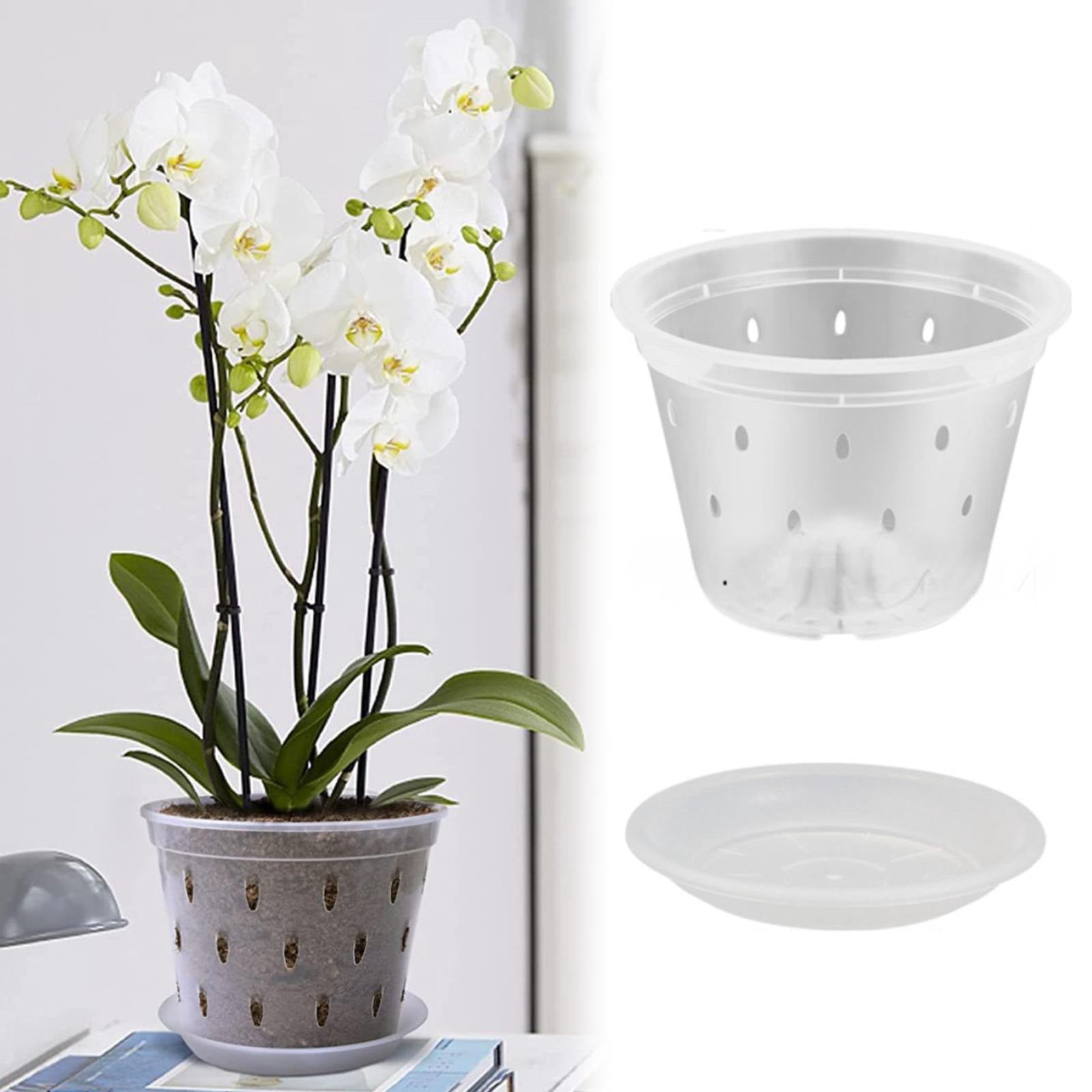 Orchid Special Flower Pot, 1 Pack 5.6 Inch Orchid Pots With Holes And Saucers, Clear Plastic Flower Plant Pot For Indoor Outdoor Plants, Slotted Orchids Planter,Orchid Pots With Holes(5.6 inch)