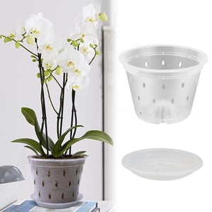 Orchid Special Flower Pot, 1 Pack 5.6 Inch Orchid Pots With Holes And Saucers, Clear Plastic Flower Plant Pot For Indoor Outdoor Plants, Slotted Orchids Planter,Orchid Pots With Holes(5.6 inch)