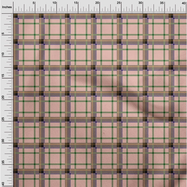 oneOone Georgette Viscose Fabric Tartan Check Print Sewing Fabric BTY 42 Inch Wide