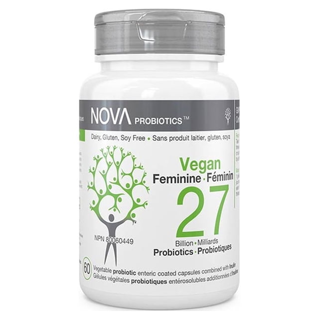 Nova 27 Milliards de Probiotiques Végétaliens Féminins Formulaires 60 Capsules