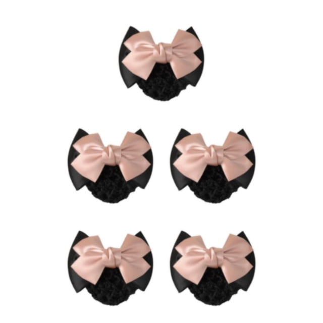 Baohd Wide Application Bow Work Hair Clips For Various Occasions Professional Hair Plate Mesh Pocket Two Bows- light pink 5Set