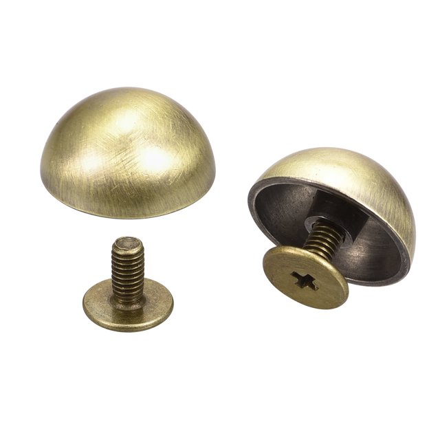 Unique Bargains Rivets à Vis 15x7.5mm Tête Ronde Creuse Clous en Cuir Ton Bronze Lot de 20