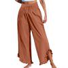 thumbnail image 1 of Plebaso Womens Wide Leg Pants Ruffle Hem Flowy Palazzo Pants Drawstring Casual Plain Vacation Beach Pants, 1 of 4