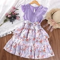 thumbnail image 2 of Chandails pour Filles Taille 8 Robe de Demoiselle d'Honneur pour Petite Fille Robes pour Filles Été Manches Volantées Robe à Imprimé Floral, 2 of 3