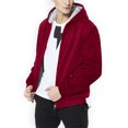 thumbnail image 1 of MAWCLOS Sweat à Capuche Zippé pour Hommes, Couleur Unie, Épais, Manches Longues, Rouge TG, 1 of 6
