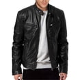 thumbnail image 2 of Hontri Men's Vintage Leather Jacket, Black, Size M, 2 of 6
