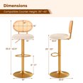 thumbnail image 3 of Costway Tabouret de Bar Réglable en Hauteur Ensemble de 2 Chaises de Bar Pivotantes avec Dossier en Rotin PE, 3 of 9