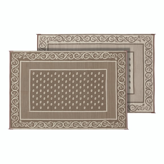 Faulkner Tapis de Patio 48700 Motif Vignoble; Longueur 12 Pieds x Largeur 9 Pieds; Beige; Polypropylène; Tissu Réversible; Résistant à la Moisissure et au Mildiou; Sans Oeillets/sac de Rangement; avec Attaches d'Angle