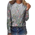 thumbnail image 1 of IROINNID Économies Polyester T-Shirt à Manches Longues pour Femmes, Décontracté, Ample, Col Rond, Blouse, T-Shirt à Imprimé de Noël, Hauts, Gris, 1 of 4