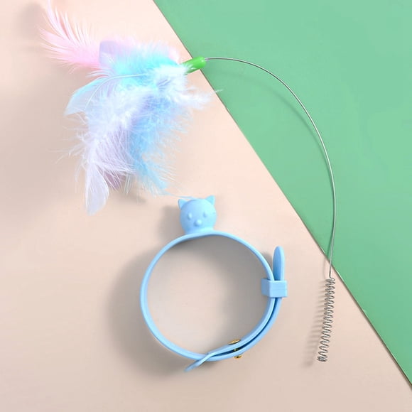 Multifunctional Cat Teaser Toy Interactive Pet Collar with Feather for Self Play and Exercise