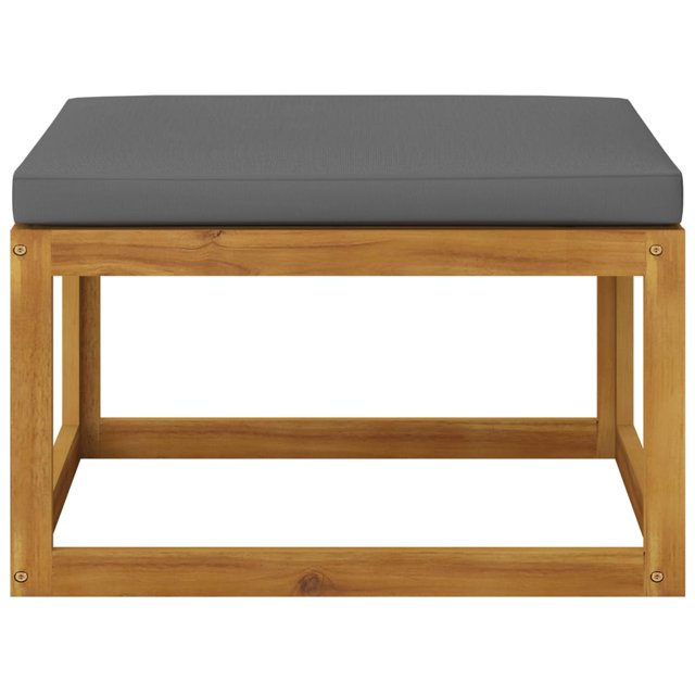 vidaXL Footrest with Dark Grey Cushion Solid Acacia Wood
