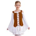 thumbnail image 1 of Aislor Robe Pirate Victorienne Renaissance pour Filles Manches Longues Robe Midi en Dentelle avec Gilet Ensemble Costume Halloween Blanc Marron 8, 1 of 7