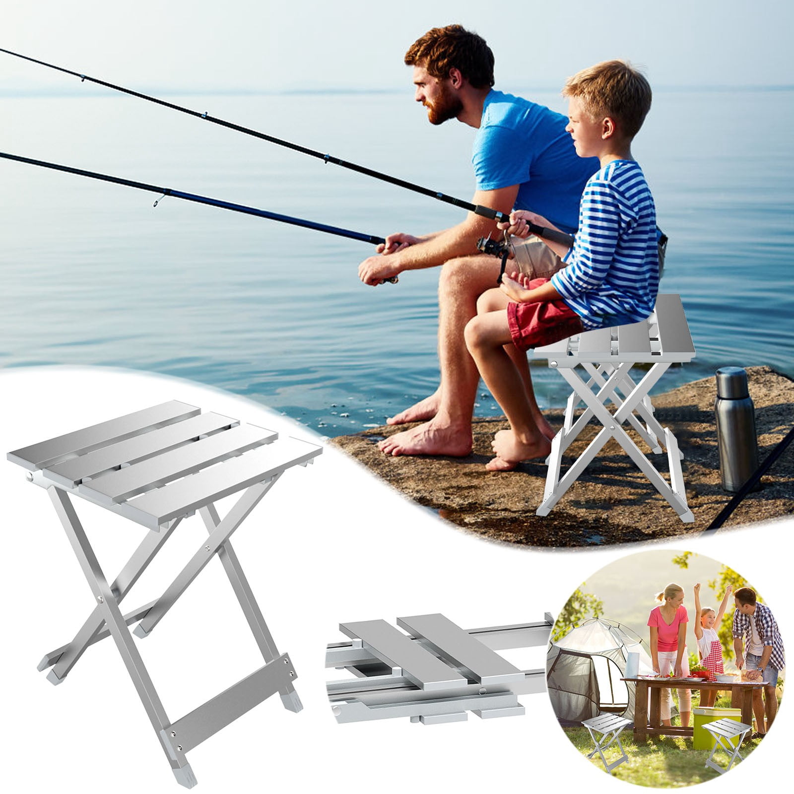 Antqov 11.02 By 10.24 By 15.4 Inch Large Aluminum Fold Away Multi Use Outdoor Side Table For RVs Campsites Picnics And Patios