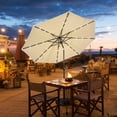 thumbnail image 1 of Gymax 10 ft Patio Table Market Umbrella Yard Outdoor w/ Solar LED Lights Beige, 1 of 9