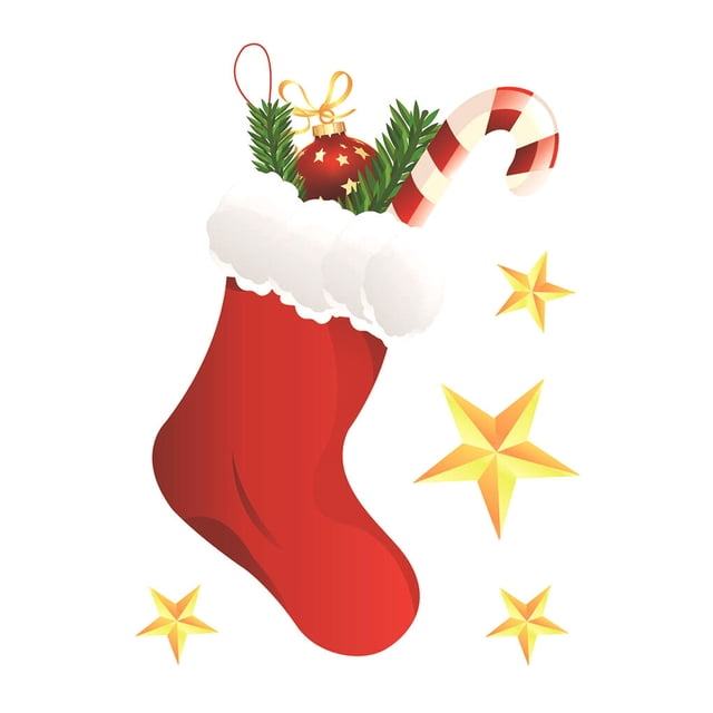maskred Christmas Static Sticker Fridge Window PVC Decal Home Office Shop Self-adhesive Decoration, Christmas Sock