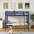 thumbnail image 3 of Costway Twin Over Twin Bunk Bed Convertible 2 Individual Beds Wooden Navy, 3 of 10