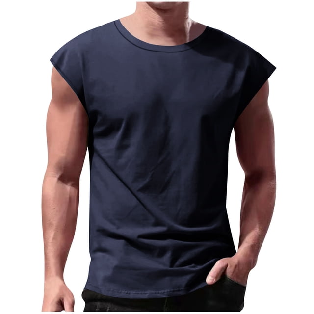 Timegard Tank Tops Men Crewneck Cap Sleeve Solid Color Basic Tee Casual Comfy Shirts Top Blouse Summer