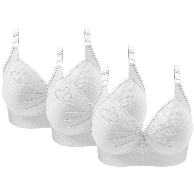 Bras for Women, 3PCS Womans Printing Gathered Together Large Size Daily Bra Underwear No Rims