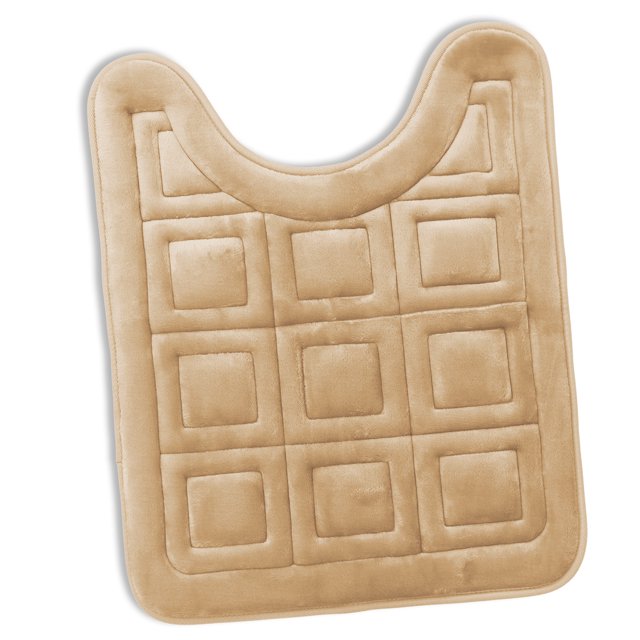 Clara Clark Bathroom Rugs, Velvet Memory Foam Bath Mat, Ultra Soft Non Slip and Absorbent - Waffled - Contour - Beige