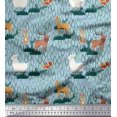 thumbnail image 1 of Soimoi Rayon Fabric Rabbit,Sheep & Deer Kids Fabric Prints by Yard 42 Inch Wide, 1 of 3
