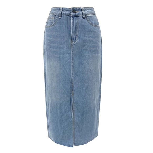 Ladies Ripped Skirts plus Size Womens Pencil Skirt Light Skirt Midi Sequin Maternity Pencil Skirts Stretch Women's Slit Denim Blue M