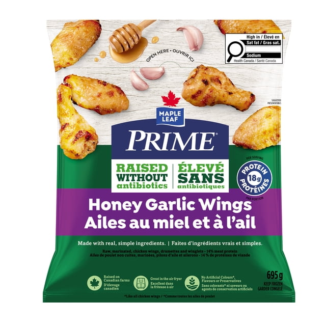 Prime Honey Garlic Chicken Wings, Raised Without Antibiotics, 695 g