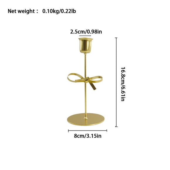 Romantic Bowknot Candle Holder - Elegant Table Decor for Weddings & Home Metal Candle Stand Decorative Centerpiece for Parties, Gold, JKODE
