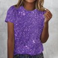 thumbnail image 2 of Amzcrzy Hauts pour Femmes T-Shirts Décontractés à Manches Courtes Hauts d'Été Mode Col Rond Hauts à Sequins pour Femmes Confort Polyvalent Hauts de Sortie Blouses, 2 of 4