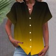 thumbnail image 1 of RXIRUCGD Fashion Women's Short Sleeved Solid Color Spring/summer Button Up Shirt Top, Yellow, Size: M, 1 of 5