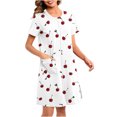 thumbnail image 2 of Manteau de Maison à Fermeture Éclair pour Femmes, Robes à Manches Courtes Courte Nuisette Peignoirs avec Poches Mignonne Robe de Nuit Imprimée Blanc TG, 2 of 6